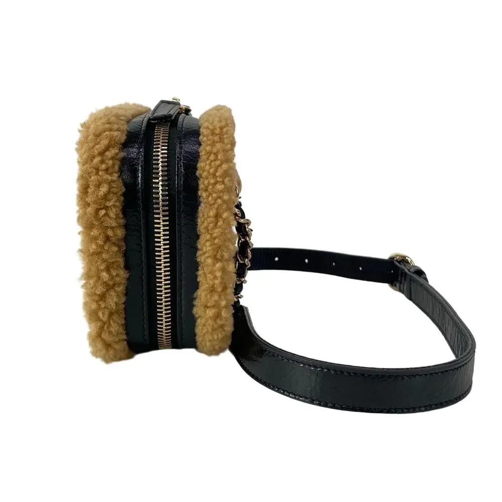 Chanel CC Fan Bum Bag Black Light Brown